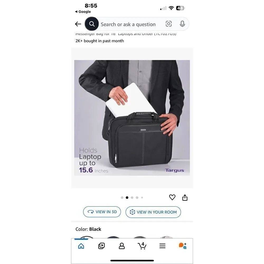 Targus Classic Slim Ergonomic Briefcase Laptop Black Messenger Bag 16 Adjustable